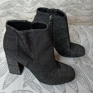 Marc Fisher Gemi Boots Shimmer Metallic Square Heel